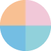 Pastellorange, Pastellpink, Pastellgrün, Pastellblau