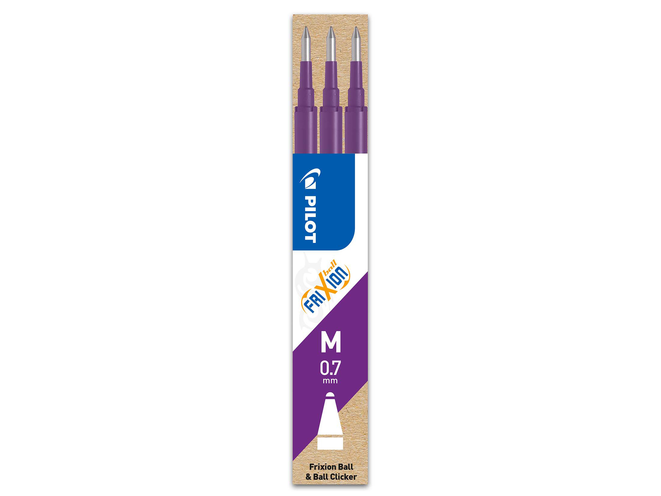 PILOT Ricariche Frixion Ball Clicker | Confezione Da 3 | Colore Viola | Punta Fine 0,25 Mm