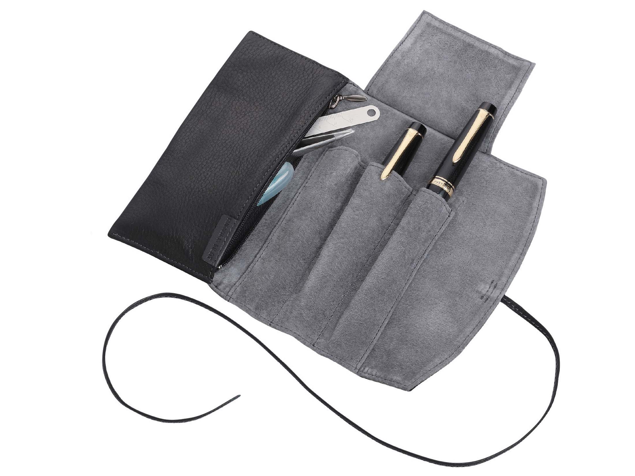 Lederetui für 3 Schreibgeräte inkl. Zusatzfach
