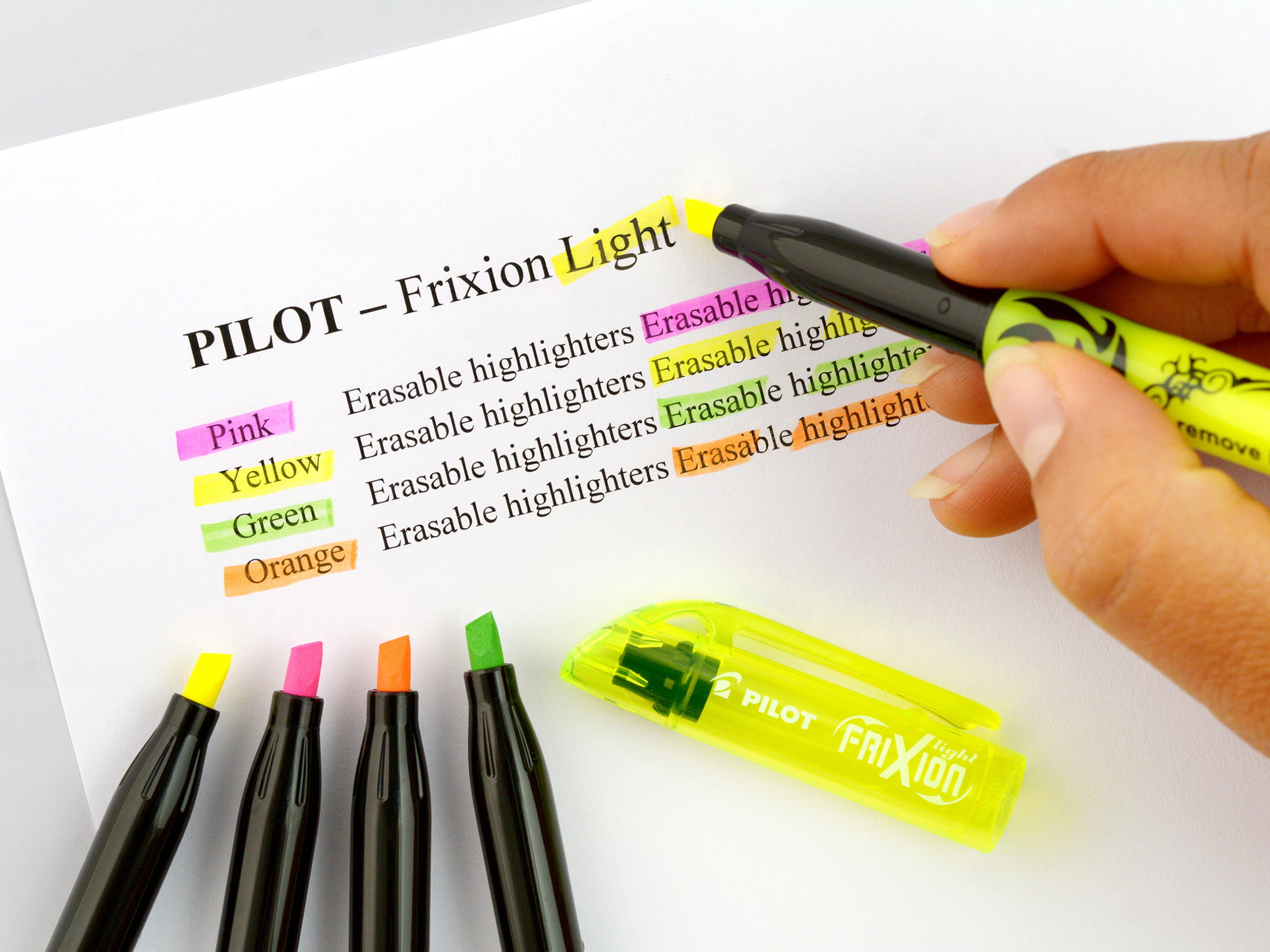 Gelb Pilot Frixion Light Textmarker radierbar Spitze Ent 4 mm Set Hi lighter Stifte Keilspitze 