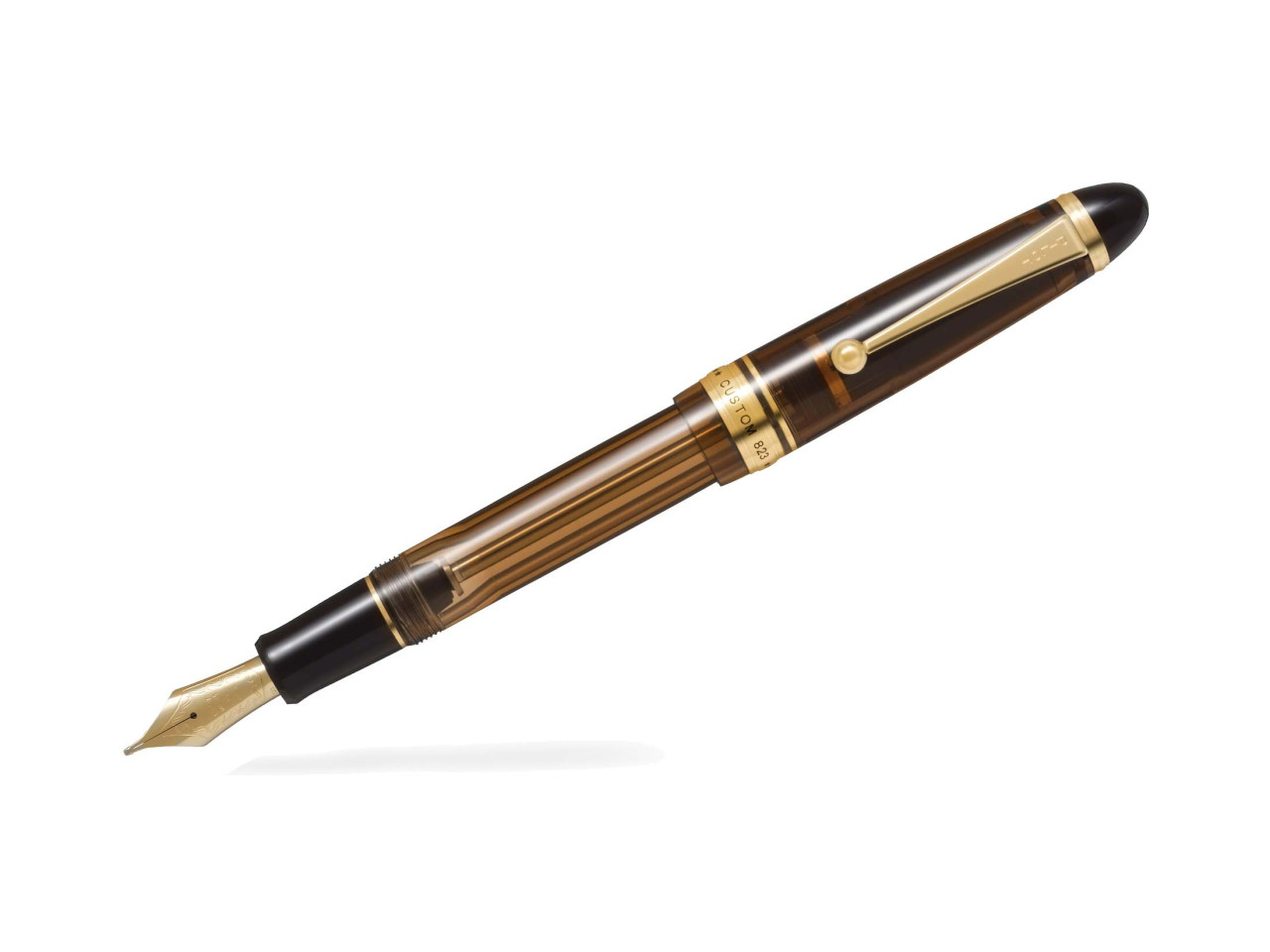 Monteverde Sequoia Füllfederhalter – Breite Stahlfeder, Braunes Harz, Chromfarben