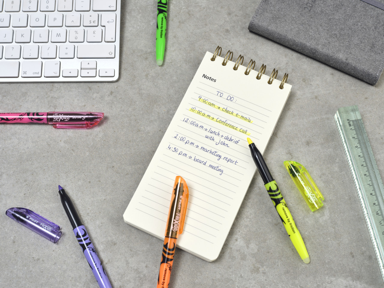 Pilot Frixion Textmarker 4er Pack – Radierbare Marker In Grün, Pink, 2x Gelb